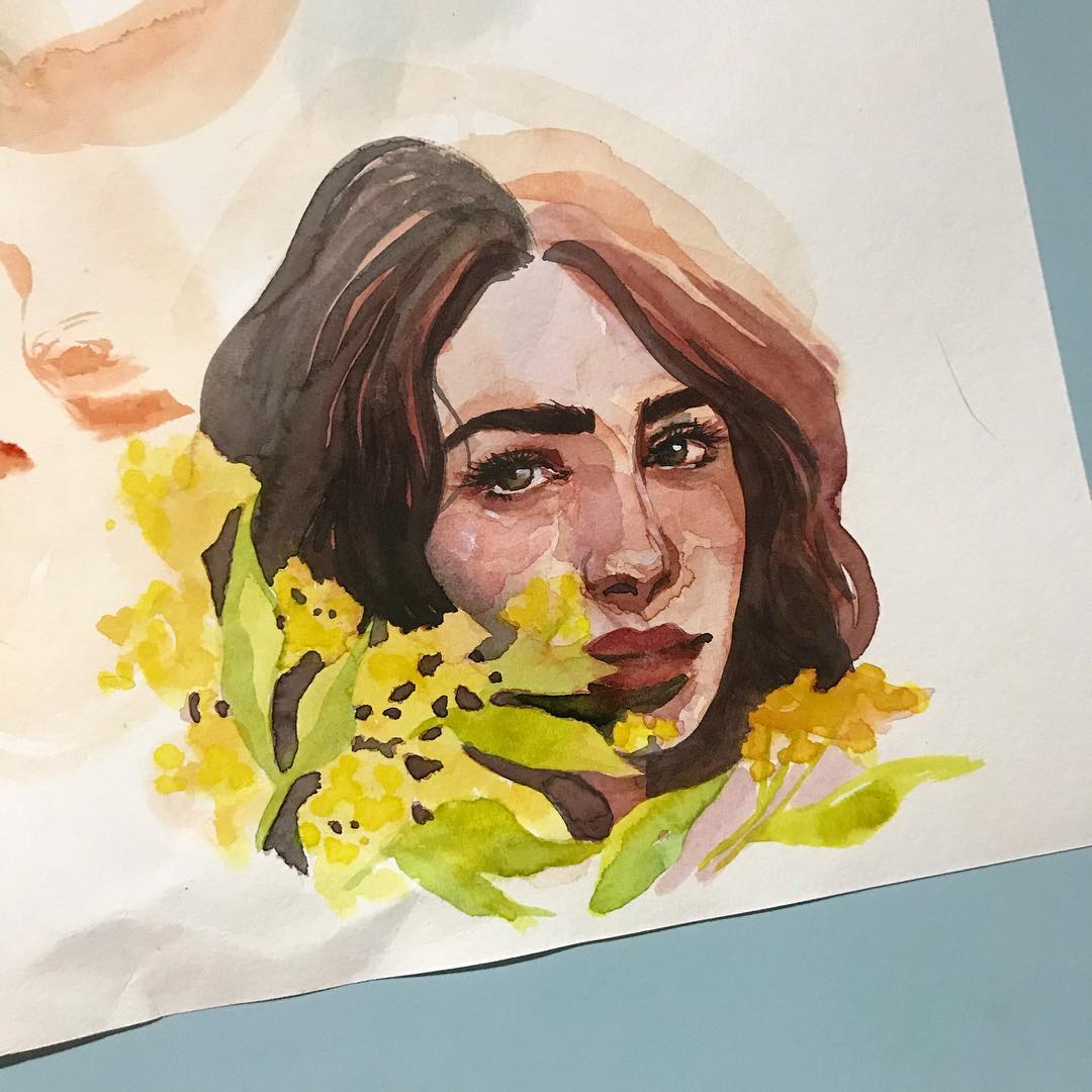 watercolour portrait sketching